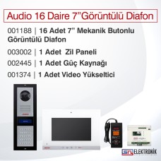 Audio 16 Daire 7'' Görüntülü Diafon Paketi
